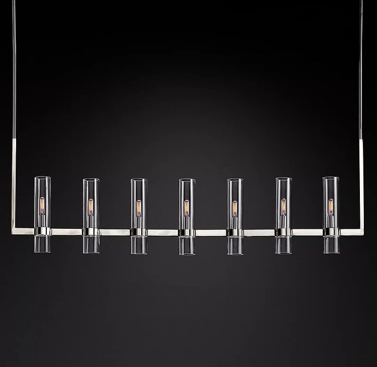 Ravelle Glass Shaded Modern Linear Chandelier 59"-MEET LIGHTING