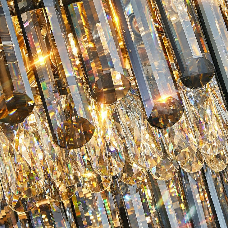 Rectangle Flush Mounted Living Room Chandelier Crystal Ceiling Light Fixture For Long Dining Table-MEET LIGHTING