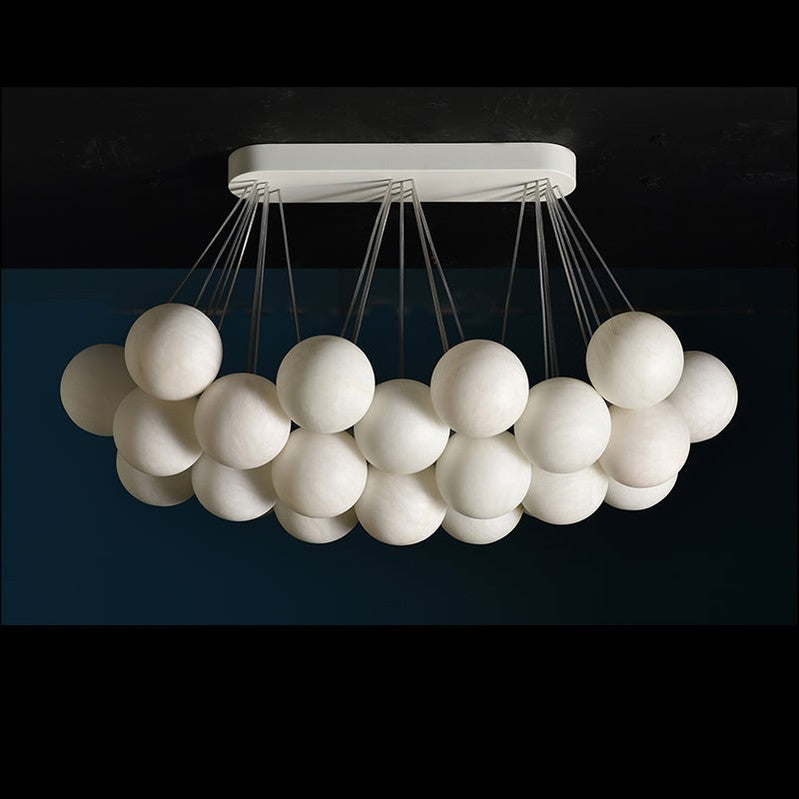 Rectangular Chandelier Alabaster Ball Chandelier-MEET LIGHTING