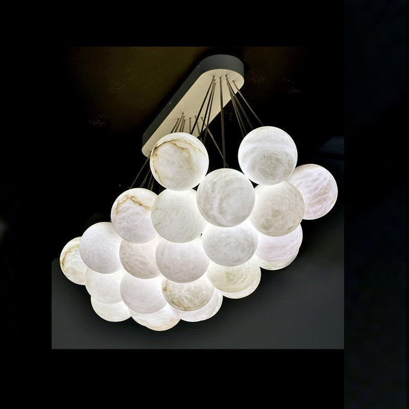 Rectangular Chandelier Alabaster Ball Chandelier-MEET LIGHTING