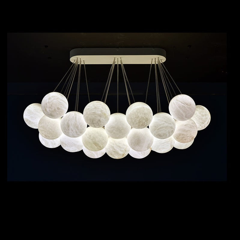 Rectangular Chandelier Alabaster Ball Chandelier-MEET LIGHTING