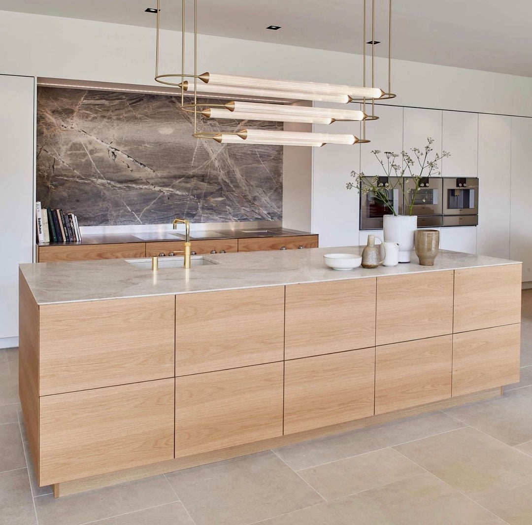 Minimalism Brass Ellipse Horizontal LED Chandelier for Kitchen Island/Dining Room-MEET LIGHTING