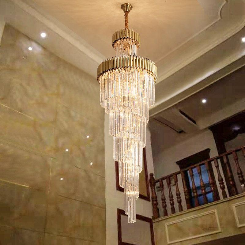 Spiral Crystal Chandelier For Foyer/ Staircase-MEET LIGHTING