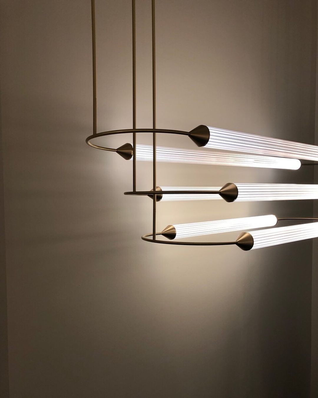 Minimalism Brass Ellipse Horizontal LED Chandelier for Kitchen Island/Dining Room-MEET LIGHTING
