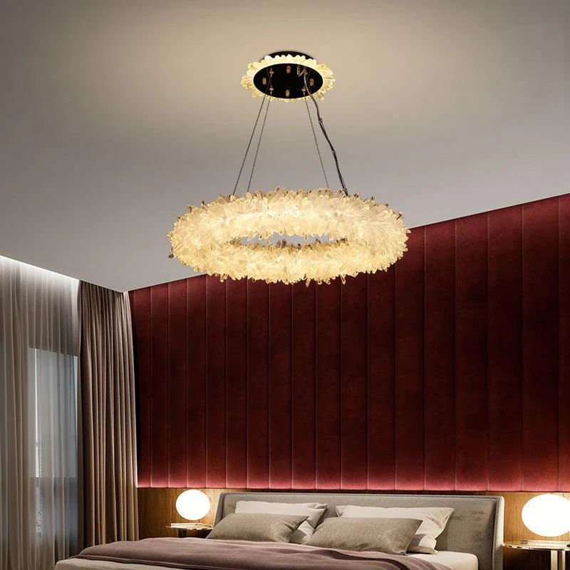 Rose Rock Crystal Modern Chandelier Glamorous Pendant Lighting-MEET LIGHTING