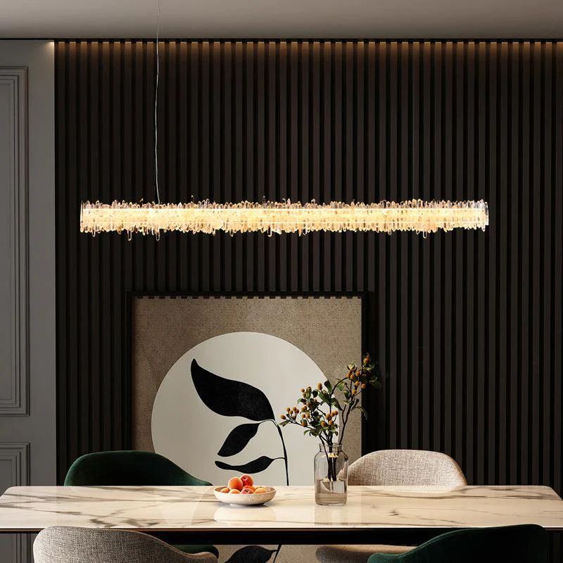 Rose Rock Crystal Chandelier Modern Linear Chandelier-MEET LIGHTING