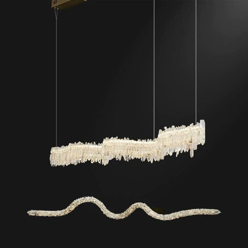 Rose Rock Crystal Chandelier Modern Linear Chandelier-MEET LIGHTING