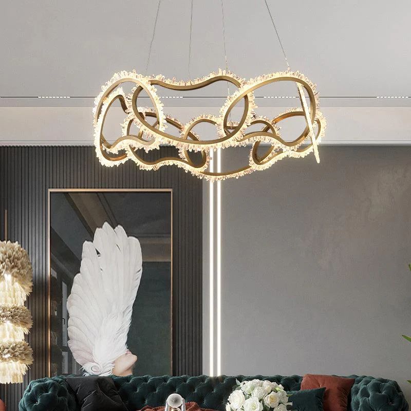 Rose Rock Crystal Multi-ring Chandelier Modern Chandelier Restaurant-MEET LIGHTING