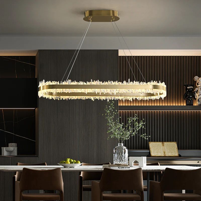 Rose Rock Crystal Oval Chandelier Elegant Lighting Fixtures-MEET LIGHTING