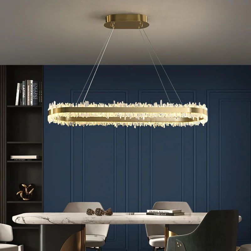 Rose Rock Crystal Oval Chandelier Elegant Lighting Fixtures-MEET LIGHTING