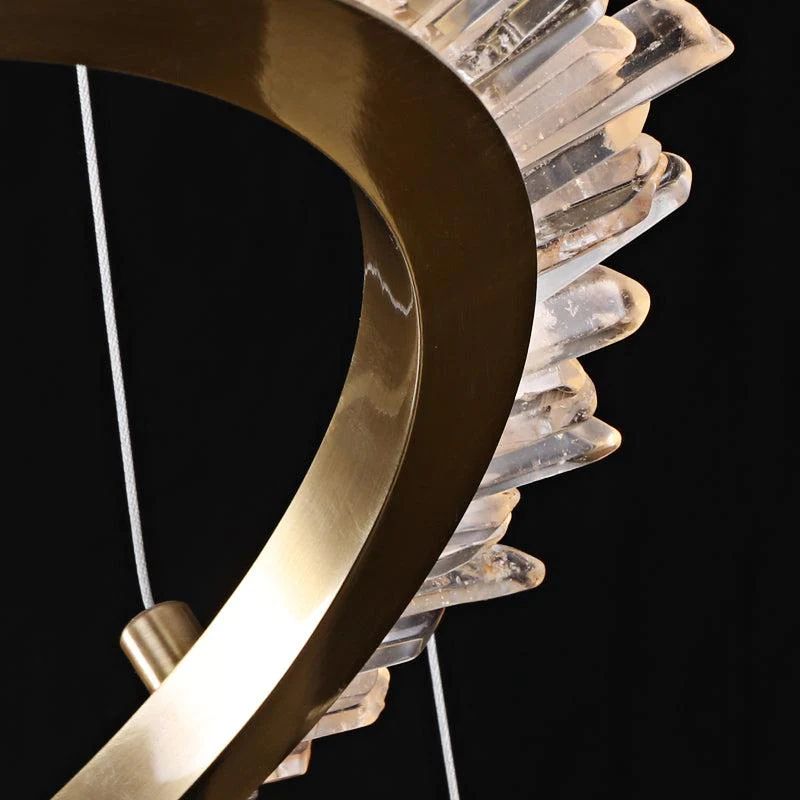 Rose Rock Crystal Ring Chandelier Contemporary Chandelie Staircase-MEET LIGHTING
