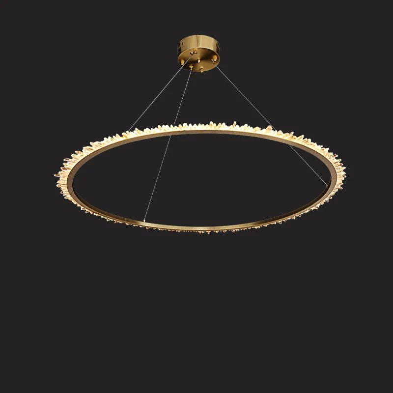 Rose Rock Crystal Ring Chandelier Contemporary Chandelie Staircase-MEET LIGHTING