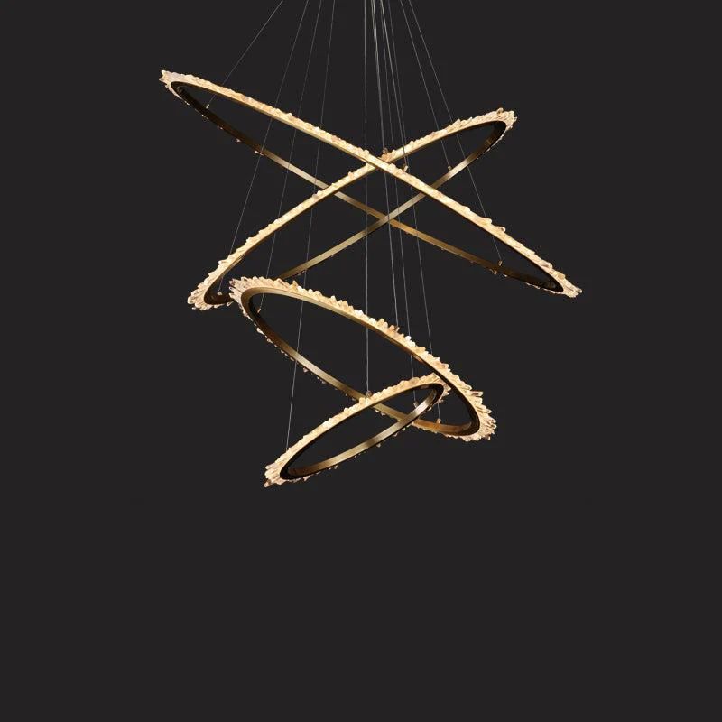 Rose Rock Crystal Ring Chandelier Contemporary Chandelie Staircase-MEET LIGHTING