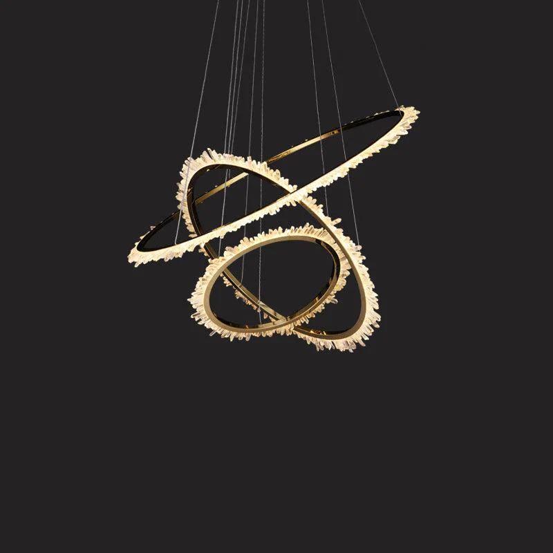 Rose Rock Crystal Ring Chandelier Contemporary Chandelie Staircase-MEET LIGHTING