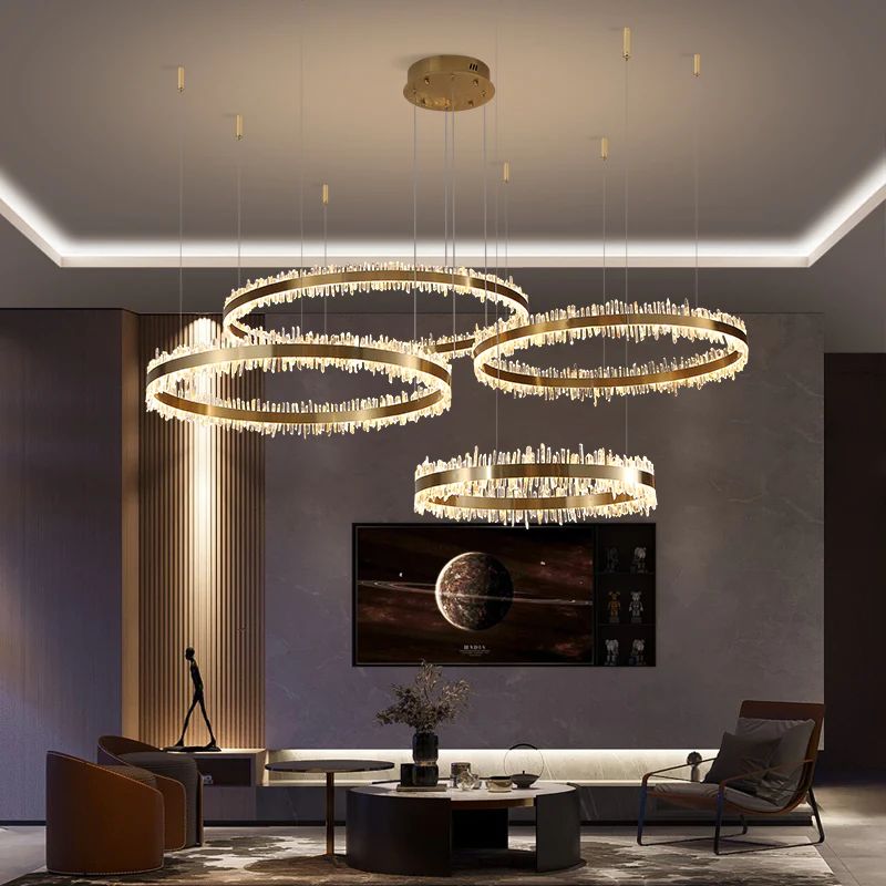 Rose Rock Crystal Rings Luxury Chandelier Modern Chandelier Dining Room-MEET LIGHTING