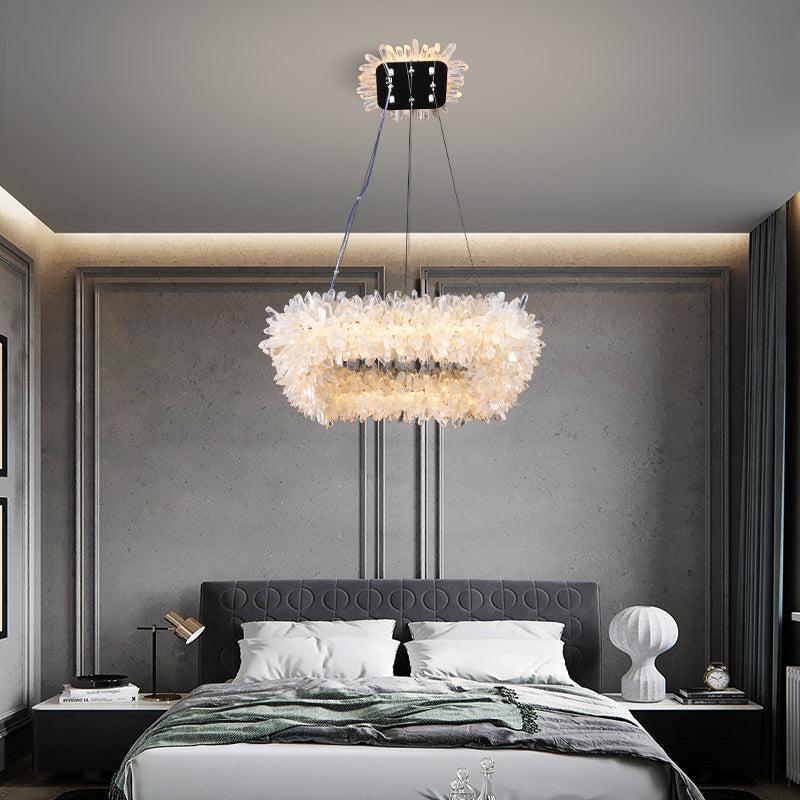 Rose Square Rock Crysta Chandelier Modern Lighting Fixture-MEET LIGHTING