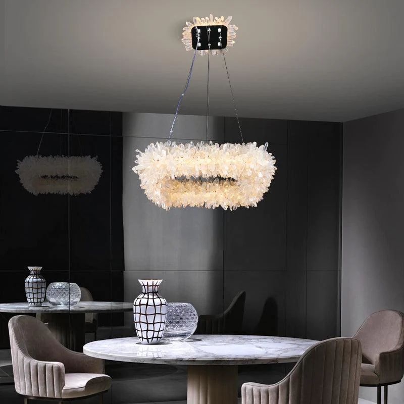 Rose Square Rock Crysta Chandelier Modern Lighting Fixture-MEET LIGHTING