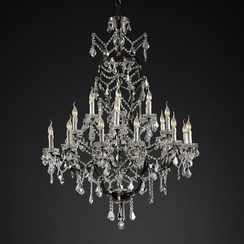 Rococo Iron & Crystal Round Chandelier 40"-MEET LIGHTING