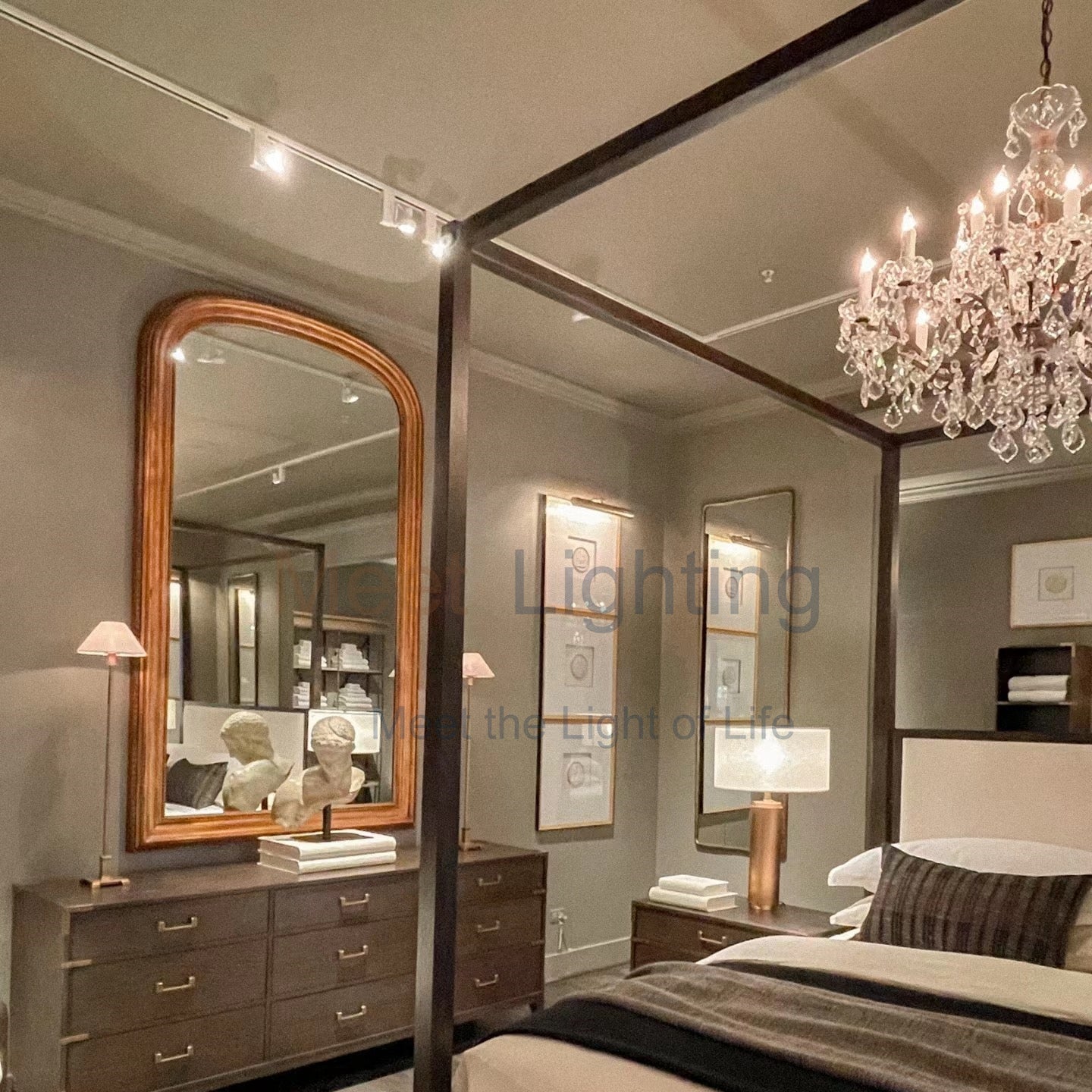 Rococo Iron & Crystal Round Chandelier 60"-MEET LIGHTING