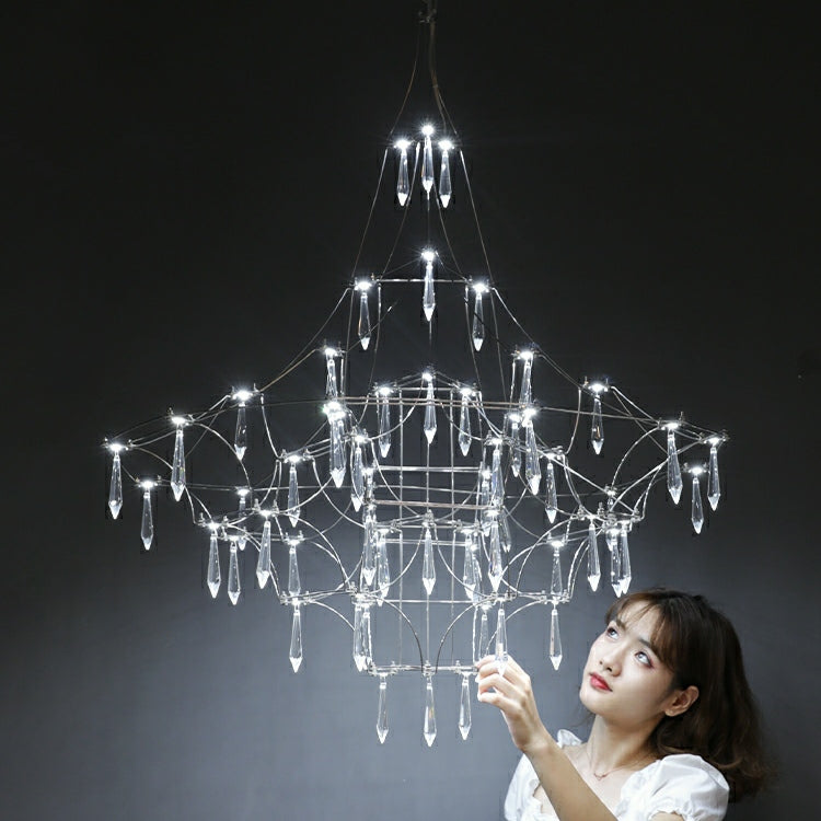 Romantic Event Art Decor K9 Crystal Pendant Light Living/ Dining Room Stainless Steel Chandelier In Chrome Finish-MEET LIGHTING