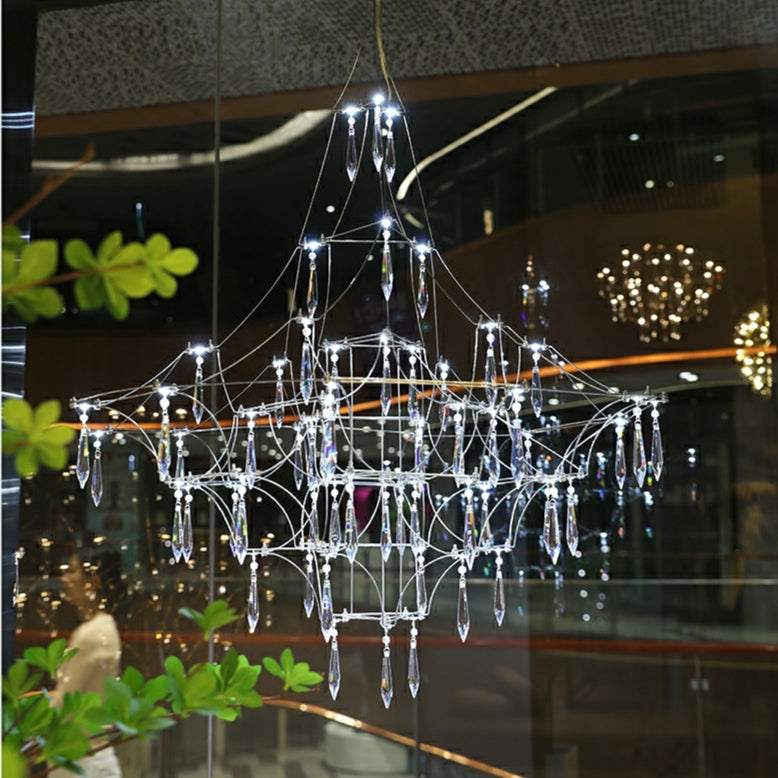 Romantic Event Art Decor K9 Crystal Pendant Light Living/ Dining Room Stainless Steel Chandelier In Chrome Finish-MEET LIGHTING