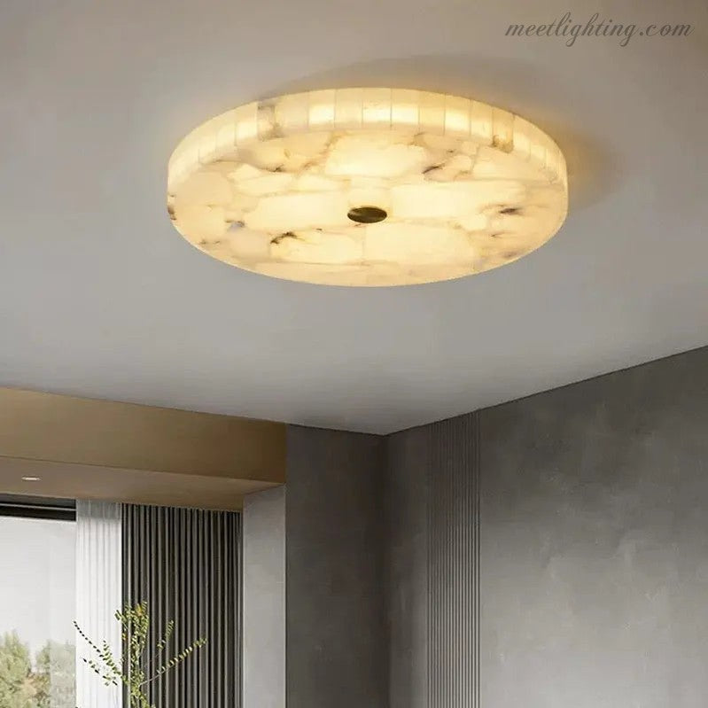 Round Alabaster Flush Mount Ceiling Lamps