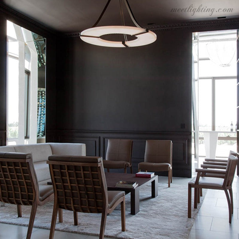 Round Alabaster Plate Chandelier-MEET LIGHTING