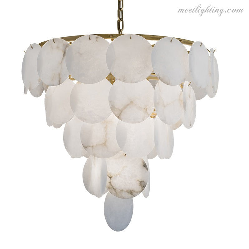 Round Chandelier with Exquisite Alabaster Disks-MEET LIGHTING