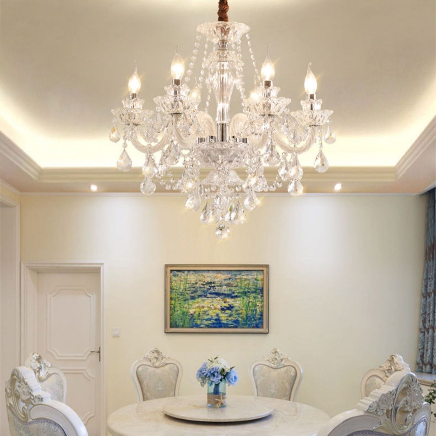 Rustic Antique European Candle Crystal Chandelier Popular Farmhouse Ceiling Light Fixture For Living Room-MEET LIGHTING