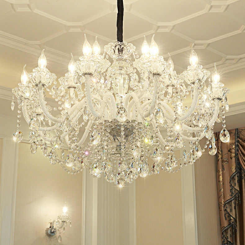 Rustic Antique European Candle Crystal Chandelier Popular Farmhouse Ceiling Light Fixture For Living Room-MEET LIGHTING