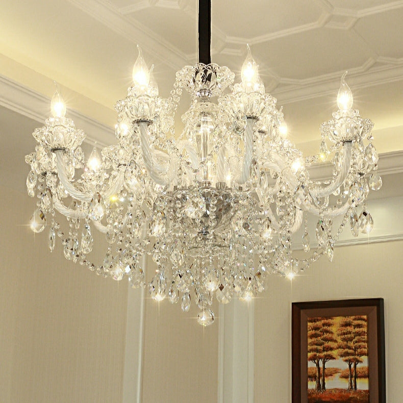 Rustic Antique European Candle Crystal Chandelier Popular Farmhouse Ceiling Light Fixture For Living Room-MEET LIGHTING