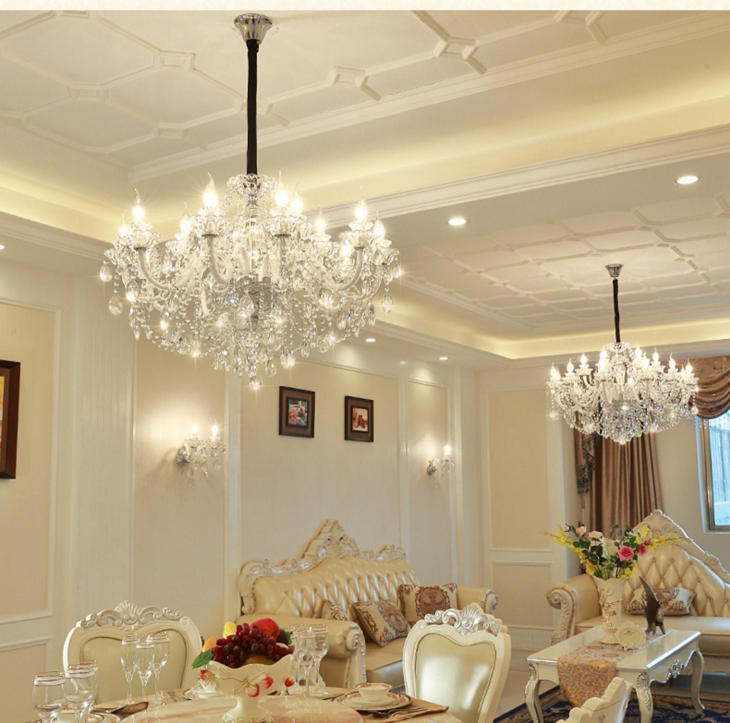 Rustic Antique European Candle Crystal Chandelier Popular Farmhouse Ceiling Light Fixture For Living Room-MEET LIGHTING