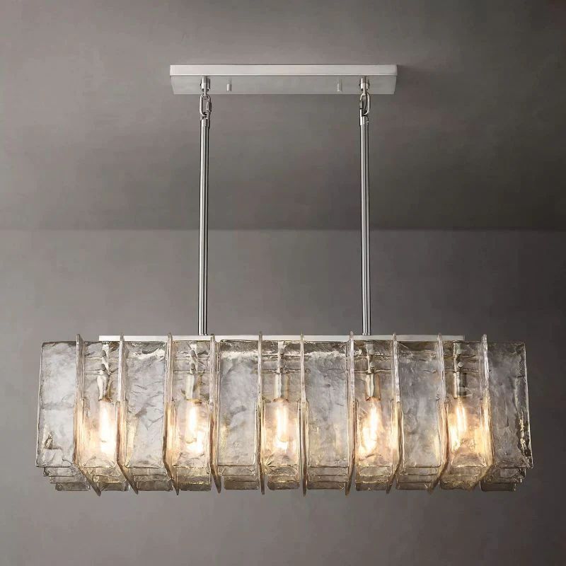 Lattic Clear Glass Rectangular Chandelier 49"-MEET LIGHTING