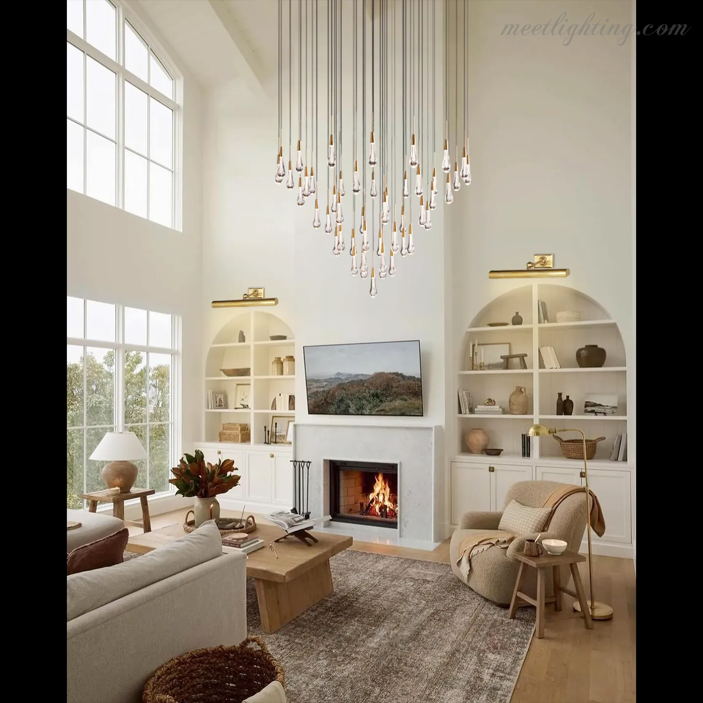 Soltaire Round Crystal Chandelier For Living Room Bathroom-MEET LIGHTING