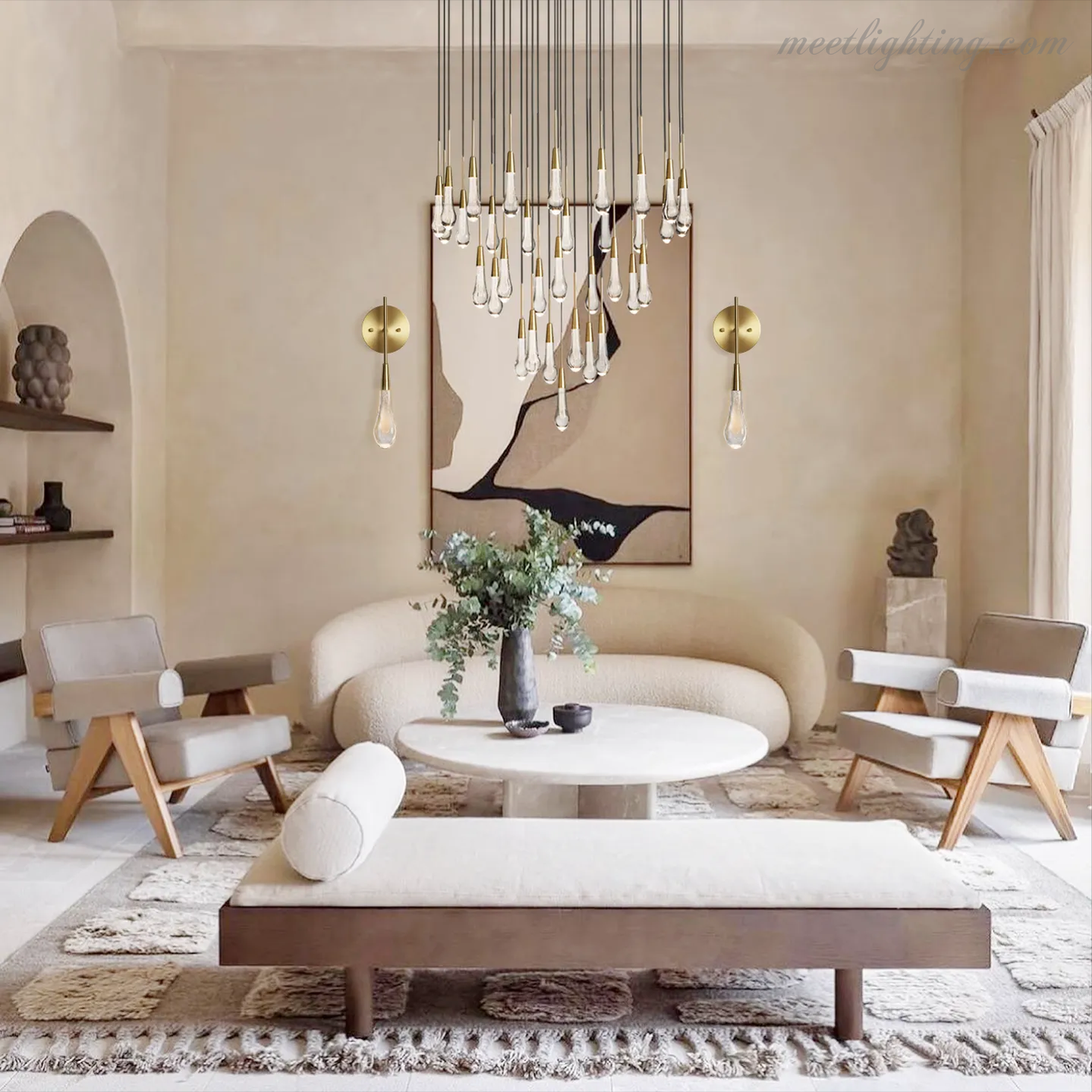 Soltaire Round Crystal Chandelier For Living Room Bathroom-MEET LIGHTING