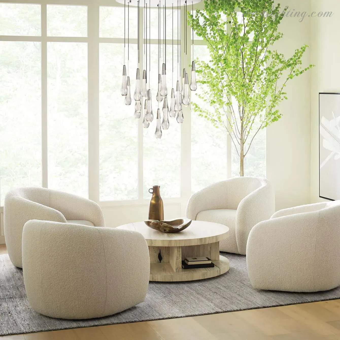 Soltaire Round Crystal Chandelier For Living Room Bathroom-MEET LIGHTING