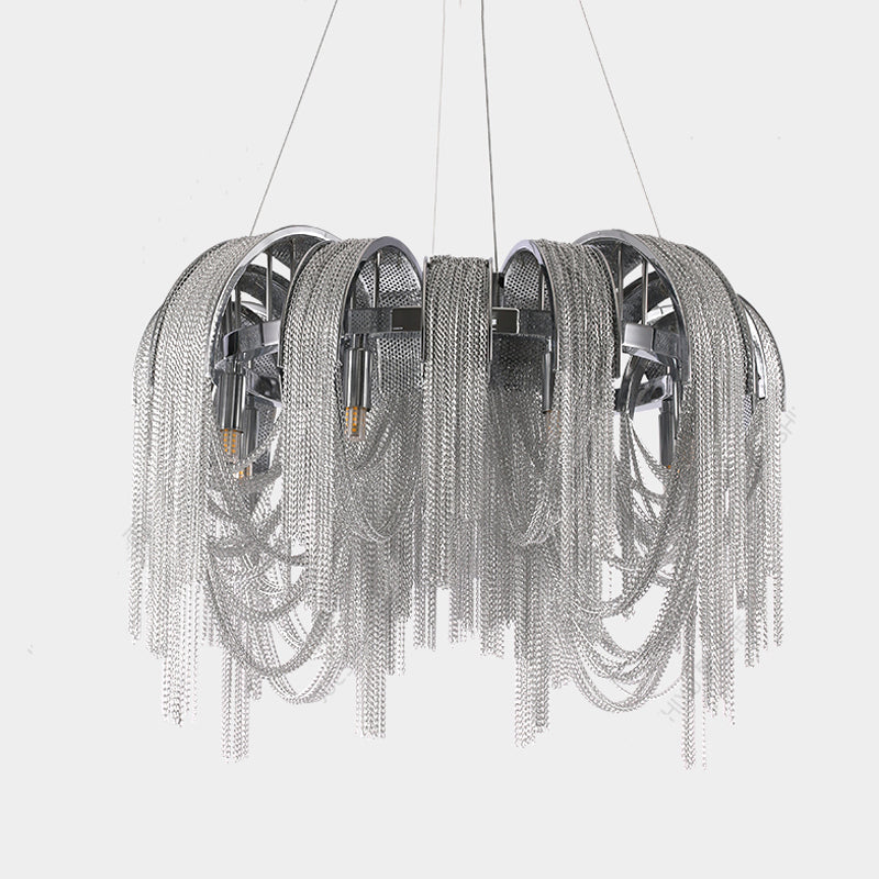 Sophian Aluminum Chain Tassel Round Chandelier-MEET LIGHTING