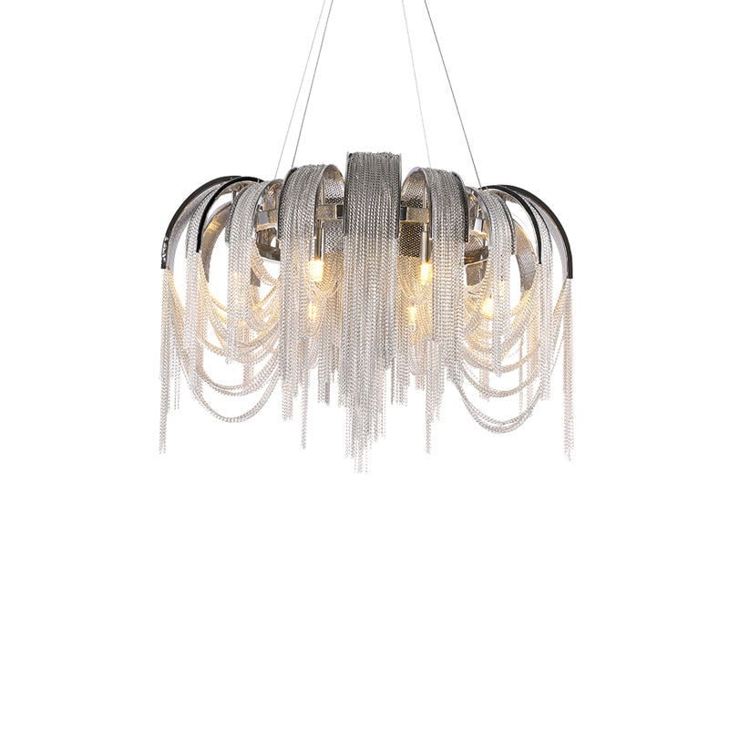 Sophian Aluminum Chain Tassel Round Chandelier-MEET LIGHTING