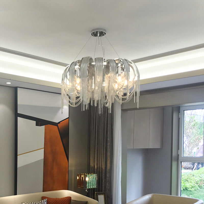 Sophian Aluminum Chain Tassel Round Chandelier-MEET LIGHTING