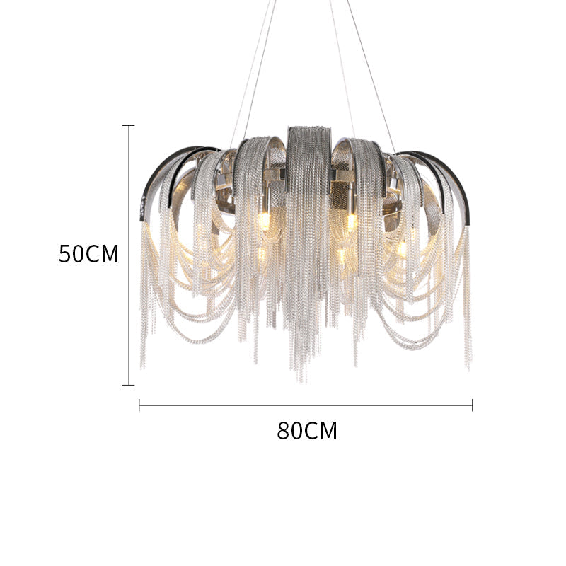 Sophian Aluminum Chain Tassel Round Chandelier-MEET LIGHTING