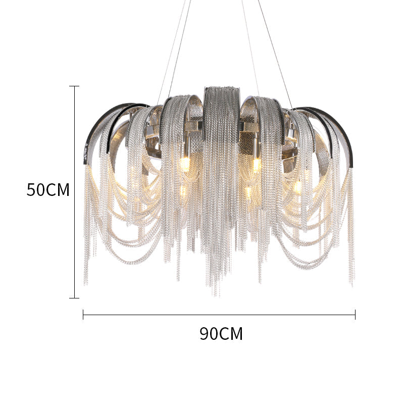 Sophian Aluminum Chain Tassel Round Chandelier-MEET LIGHTING