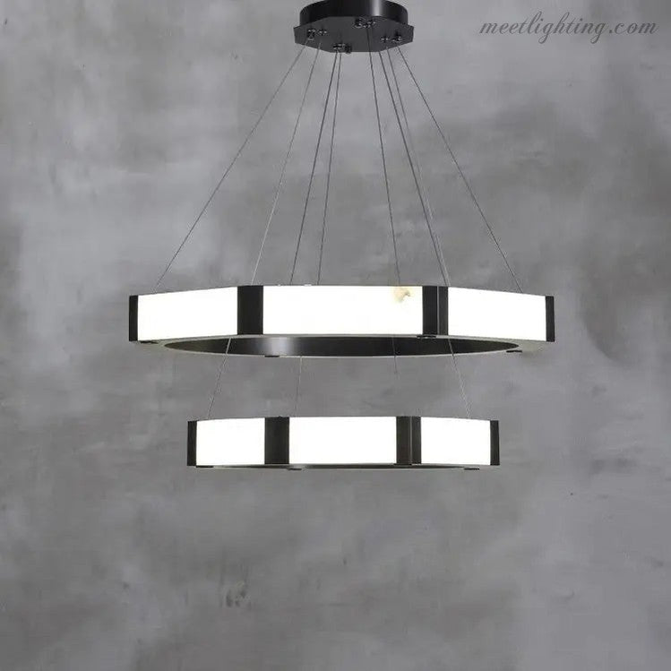 Spain Alabaster 2 Layer Dining Room Chandeliers Lighting-MEET LIGHTING