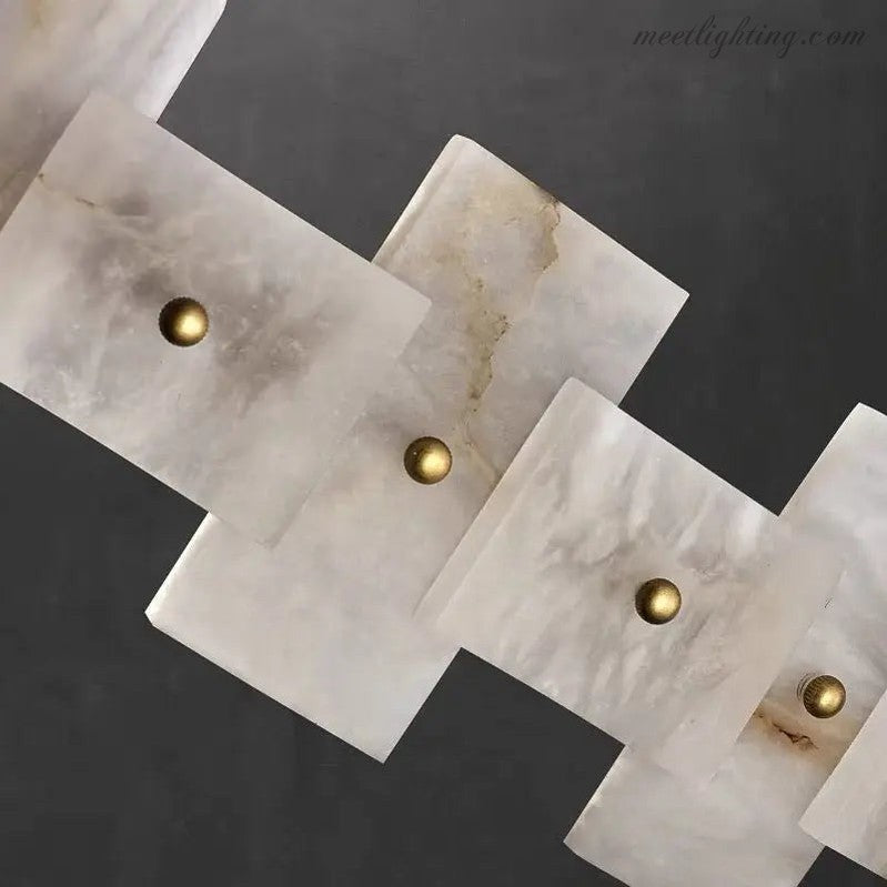 Spain Alabaster Brass Annular Chandeliers Lighting-MEET LIGHTING