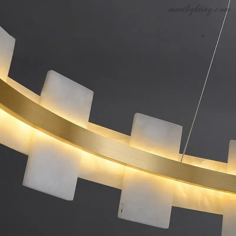 Spain Alabaster Brass Annular Chandeliers Lighting-MEET LIGHTING