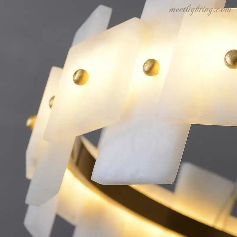 Spain Alabaster Brass Annular Chandeliers Lighting-MEET LIGHTING