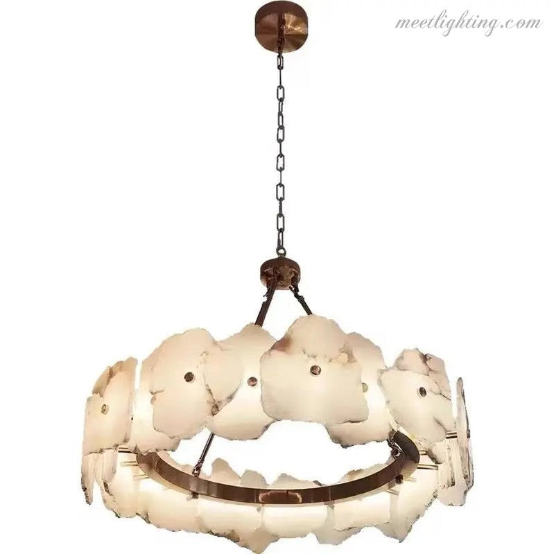 Spain Alabaster Brass Living Room Chandelier Lighting-MEET LIGHTING