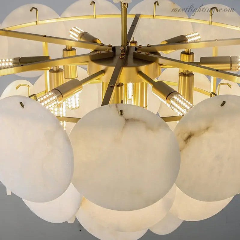 Spain Alabaster Brass Living Room Chandelier-MEET LIGHTING