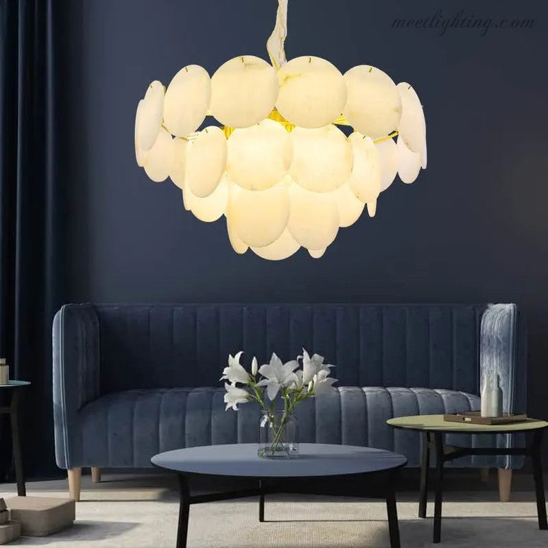 Spain Alabaster Brass Living Room Chandelier-MEET LIGHTING