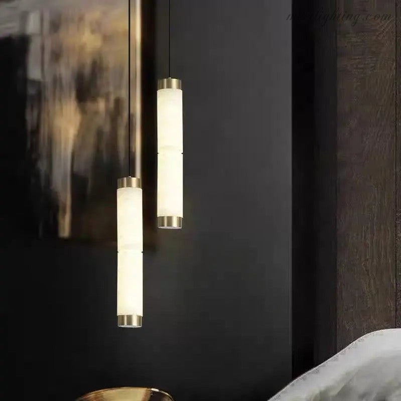 Spain Alabaster Brass Tube Linear Pendant-Meet Lighting