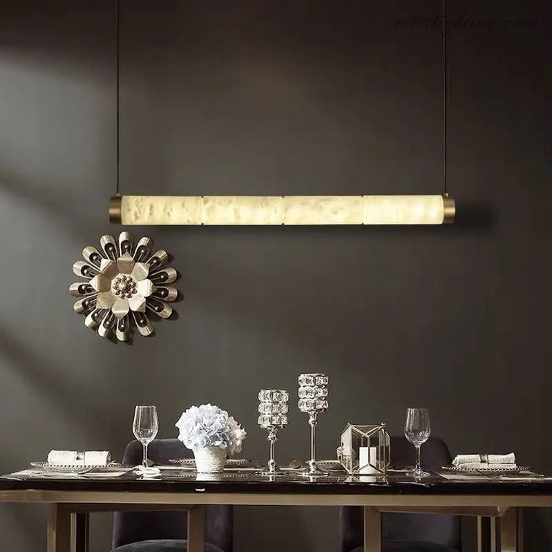 Spain Alabaster Brass Tube Linear Pendant-Meet Lighting